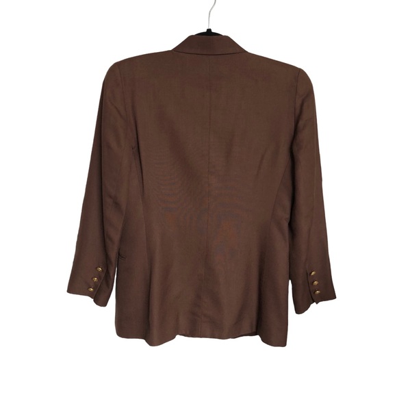 Talbots VIntage Double Breasted Linen Blazer Brown Size 2P - Picture 3 of 13
